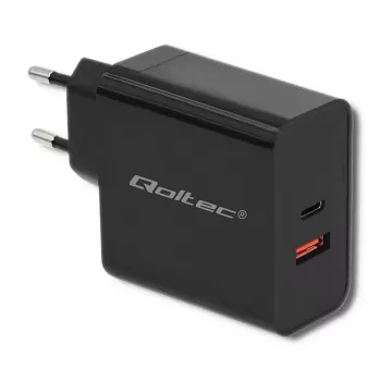 Barošanas adapteris QOLTEC 51716 — maiņstrāva 220–240 V līdz 20 V 3 A (63 W), melns, iekštelpu universāls lādētājs
