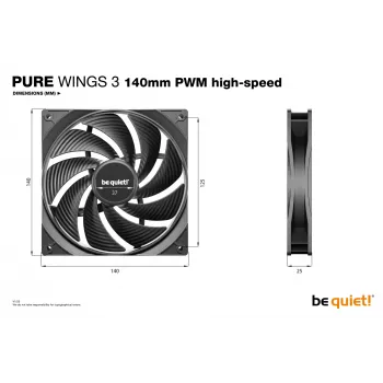 be quiet Pure Wings 3 140mm PWM lielā ātruma datora korpusa ventilators 14 cm Melns 1 gab.
