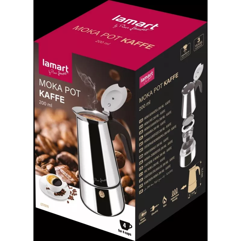Plīts virsmas moka katliņš LAMART LT7076 200 ml nerūsējošais tērauds