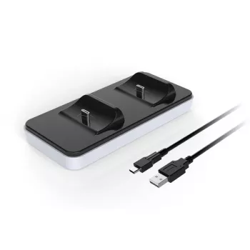 Uzlādes doks SUBSONIC SA5608 PlayStation 5 kontrolleriem ar diviem ātrās uzlādes nodalījumiem un LED indikatoriem