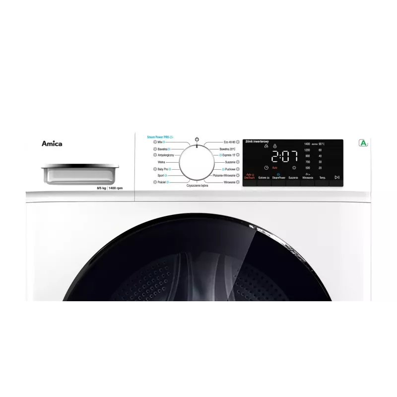 Mazgāšanas-žāvēšanas iekārta AMICA A1WDS8514DLiStH 8 kg ietilpība 1400 apgr./min centrifūga