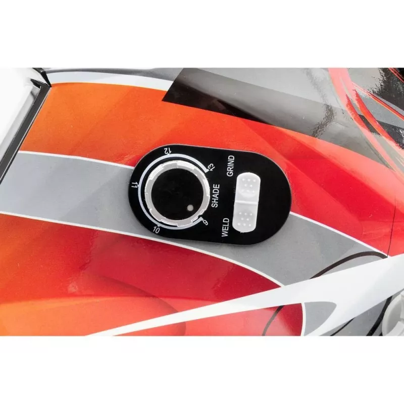 Metināšanas ķivere YATO YT-73921 ar automātiski tumšojošu filtru, tonis 9–13, PC apvalks, skata laukums 4,3×9,8 cm, baterija 3 V
