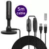 TV antena QOLTEC DVB-T2 28 dBi ar signāla pastiprinātāju, uztveršana iekštelpās/ārā