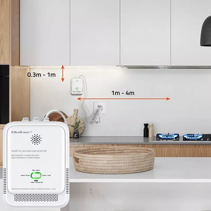 Gāzes noplūdes un oglekļa monoksīda detektors LED