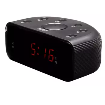 Clock Denver CR-430 analogā un digitālā FM radio LED displejs melns