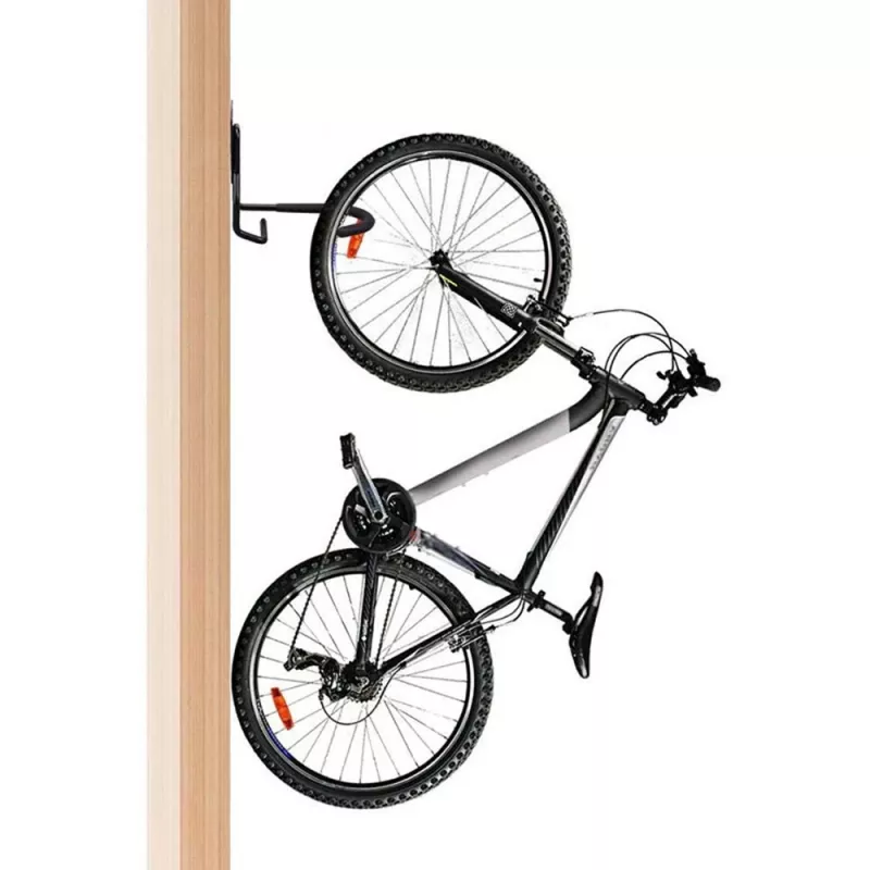 Velosipēda sienas stiprinājums MACLEAN MC-433 vertikāla velosipēda pakaramais, salokāms, regulējams platums, velosipēdiem līdz 20 kg, melns