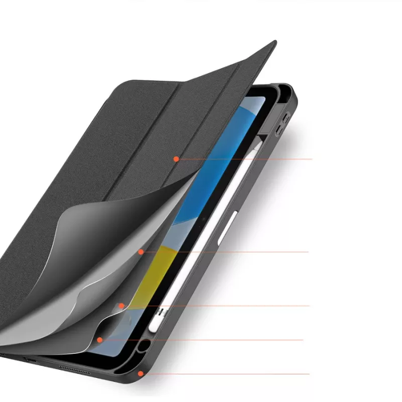 Planšetdatora vāciņš dux ducis DUX DUCIS DOMO salokāms ar irbuļa glabātuvi iPad 10 (2022) melns
