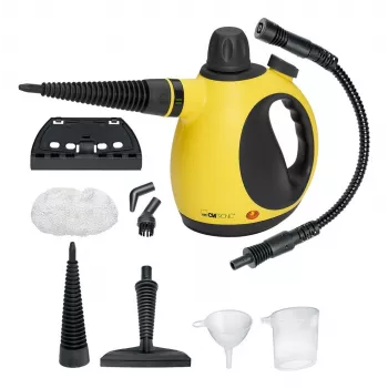 Pārnēsājams tvaika tīrītājs CLATRONIC DR 3653 — 0,25 L ūdens tvertne, 1050 W, 3,5 bāri, 5 m vads, dzeltens
