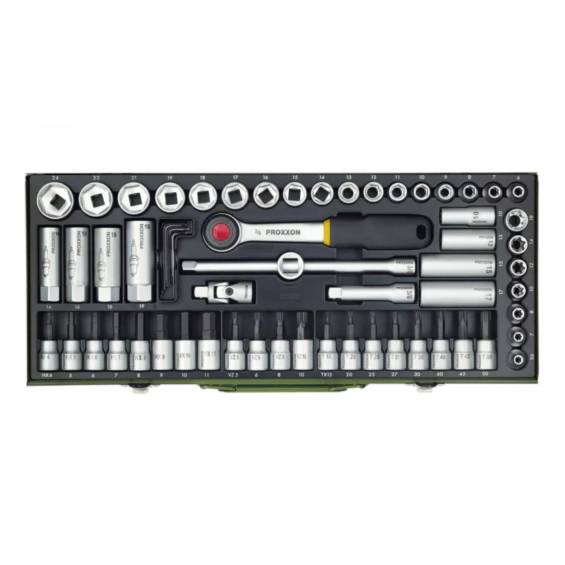 Proxxon | Kontaktligzdu un sprūdrata komplekts, 3/8 collas | 65 gab.