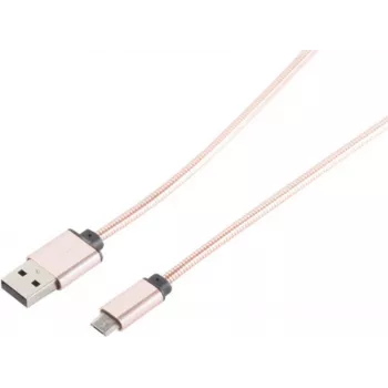 USB kabelis S/CONN 14-11002 1m USB A Micro-USB B Rožu zelts
