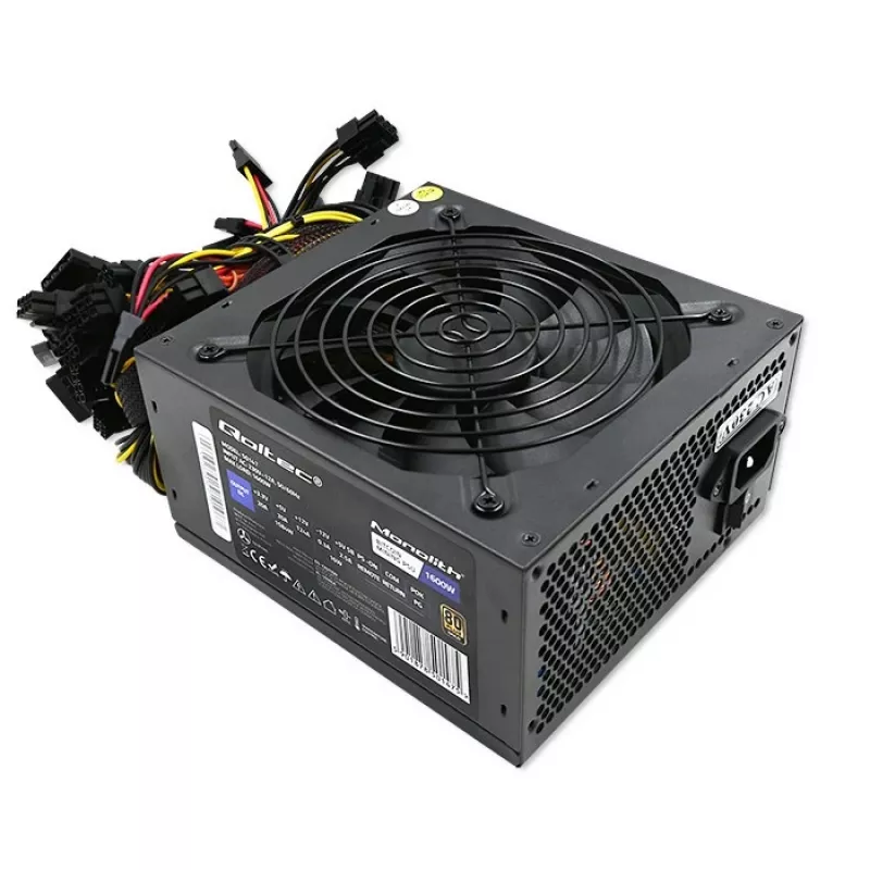 Barošanas bloks QOLTEC Gaming Miner 1600W Gold, 1600 W, ATX, zelta efektivitāte