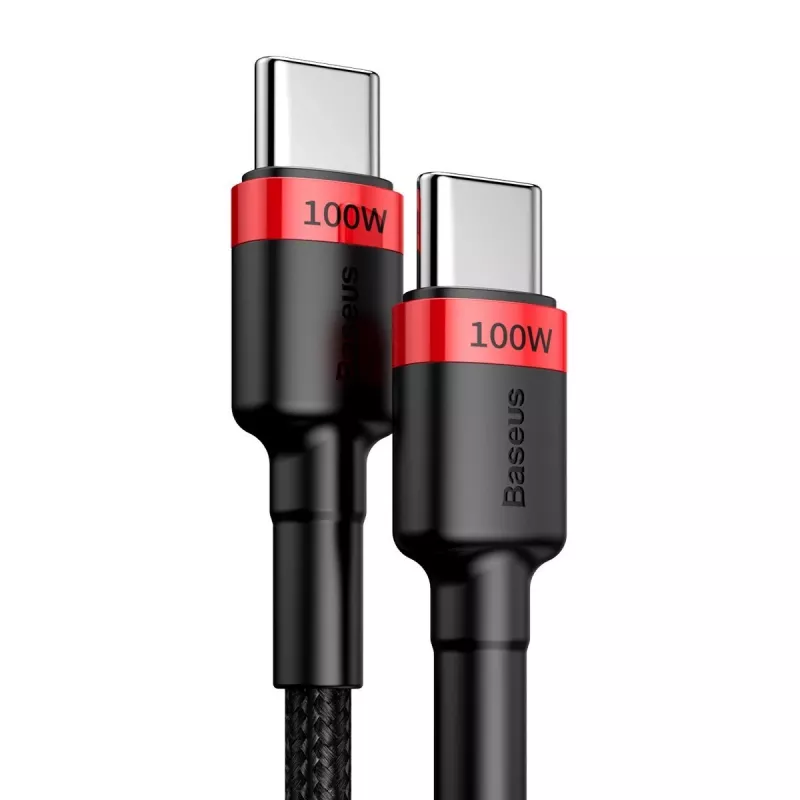 Baseus Cafule PD2.0 100W ātrās uzlādes USB uz Type-C kabelis (20V 5A) 2m Sarkans+Melns