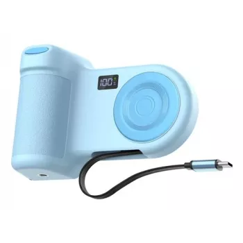 Aktīvs tālruņa turētājs Belkin Stage PowerGrip — 9300 mAh akumulators, gaiši zils