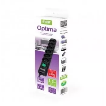 Ever OPTIMA pārsprieguma aizsargs 1,5 m (6 x UTE; 10 A; melns) (T/LZ08-OPT015/0000)