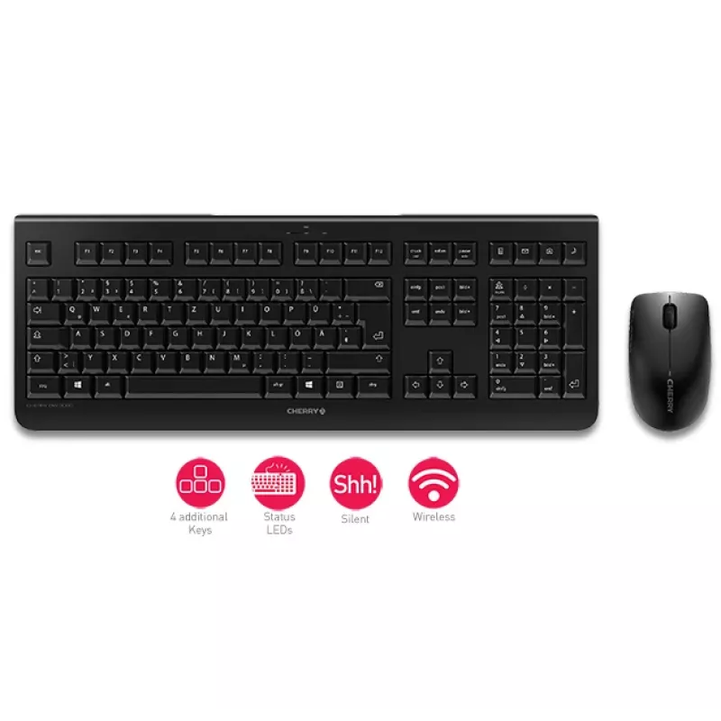 CHERRY DW 3000 tastatūra Pele iekļauta Universāla RF bezvadu QWERTZ vācu Pelēka