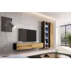 Vitrīna Cama Meble VIGO 180 pie sienas stiprināma stikla vitrīna 1800×400×300 mm melna/wotan ozols