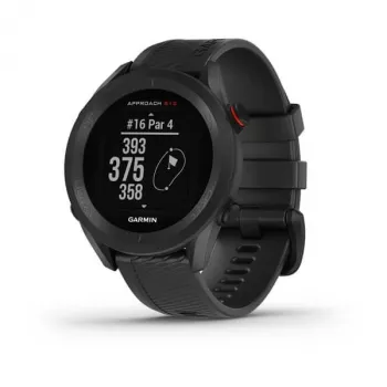 GPS golfa pulkstenis GARMIN Approach S12, melns, 43 mm korpuss, silikona siksniņa, 30 h GPS akumulatora darbība