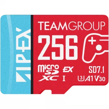 MicroSD Express atmiņas karte Team Group APEX SD7.1 256 GB, sarkana/zila