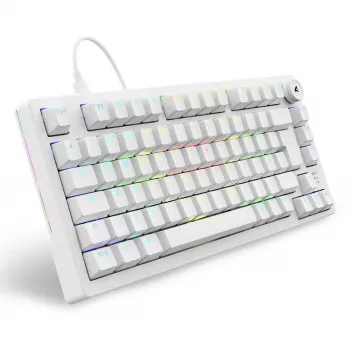 Sharkoon SGK25 75% QWERTZ USB vadu klaviatūra ar RGB LED, balta