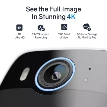 Safemo SC1 SolarCam, 4K UHD video, 8× tālummaiņa, 132° skata leņķis, nakts redzamība, Wi-Fi 2,4 GHz, 1,5 W saules panelis, balts