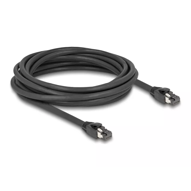 Delock - Tīkla kabelis - RJ-45 (V) uz RJ-45 (V) - 5,0m - 7,5 mm - S/FTP - CAT 8,1 - bez halogēna, aizsardzība pret aizķeršanos, līdz 40 Gbps datu pārraides ātrums - melns (80236)