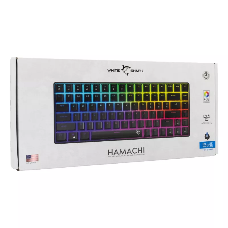 Mehāniskā tastatūra White Shark GK-005121 ar RGB apgaismojumu un Blue slēdžiem