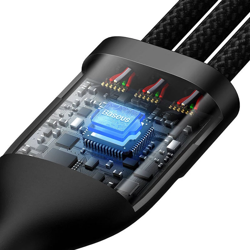 USB kabelis Baseus CASS030101 1,2 m USB A/USB C uz USB C/Micro-USB B/Lightning melns