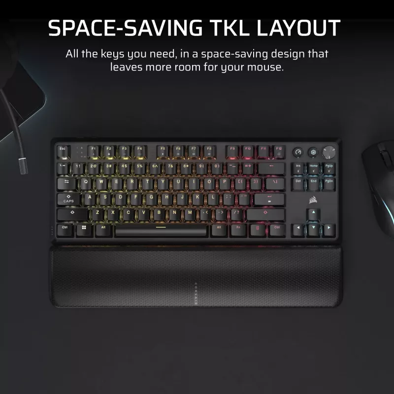 Corsair K70 CORE TKL tastatūra spēlēm USB + RF bezvadu + Bluetooth QWERTZ vācu melna