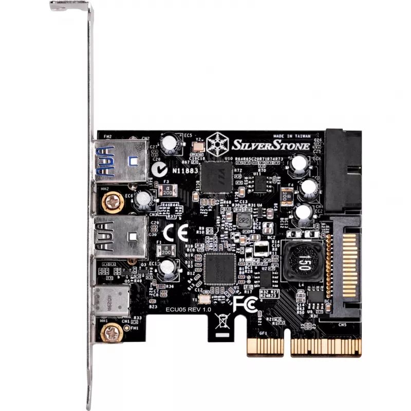 SilverStone ECU05 — USB adapteris — PCIe 2.0 x2 Low Profile — USB 3.1 Type C x 1 + USB3.0 x 2 + USB3.0 (iekšējais) x 2 (SST-ECU05)
