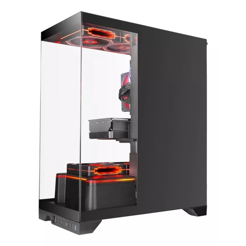 TACENS Mars Gaming MCPRISMA Midi Tower datora korpuss, melns, rūdītais stikls, atbalsta ATX/Micro-ATX/Mini-ITX, 2x3,5 collu + 2x2,5 collu nodalījumi