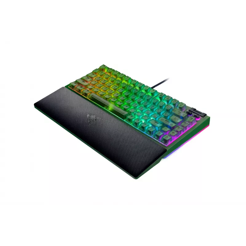 Mehāniskā spēļu tastatūra Razer MelnsWidow V4 75% — vadu savienojums, ASV izkārtojums, Phantom zaļa Edition, Razer mehāniskie taktilie slēdži