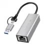 USB-A/-C uz 2,5G Ethernet adapteris, pelēks