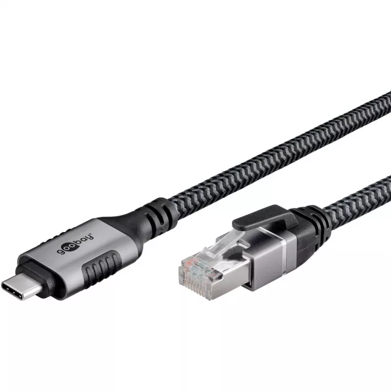 Goobay 70755 USB-C uz RJ45 Ethernet CAT 6 kabelis stabilam vadu interneta savienojumam ar maršrutētāju/modemu/tīkla komutatoru/aizstāj USB uz RJ45 adapteri / 1