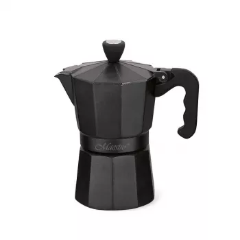 Moka katls Maestro MR-1666-3-Melns, manuāls 3 tasei alumīnija kafijas automāts, 150 ml, melns