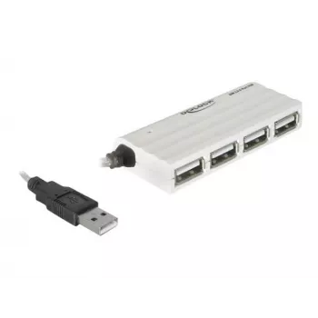 DeLOCK USB centrmezgls 87445 4 pieslēgvietu ārējais 480 Mbit/s Balts