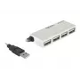 DeLOCK USB centrmezgls 87445 4 pieslēgvietu ārējais 480 Mbit/s Balts