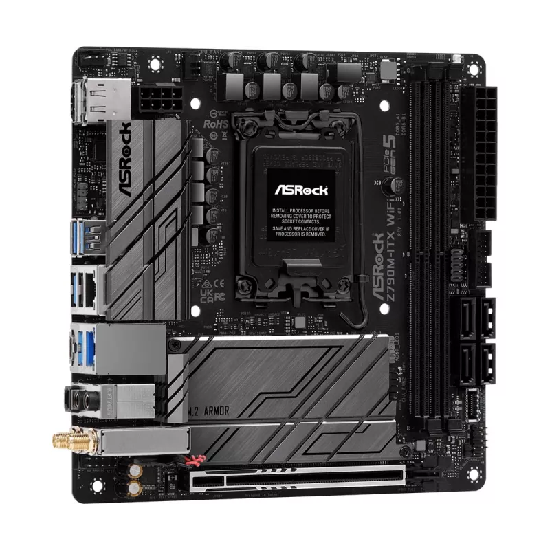Mātesplate ASRock Z790M-ITX WiFi — Intel Z790, LGA 1700, mini ITX, DDR5, 2x DIMM, 64 GB, 2,5 Gb LAN, Wi‑Fi 6E