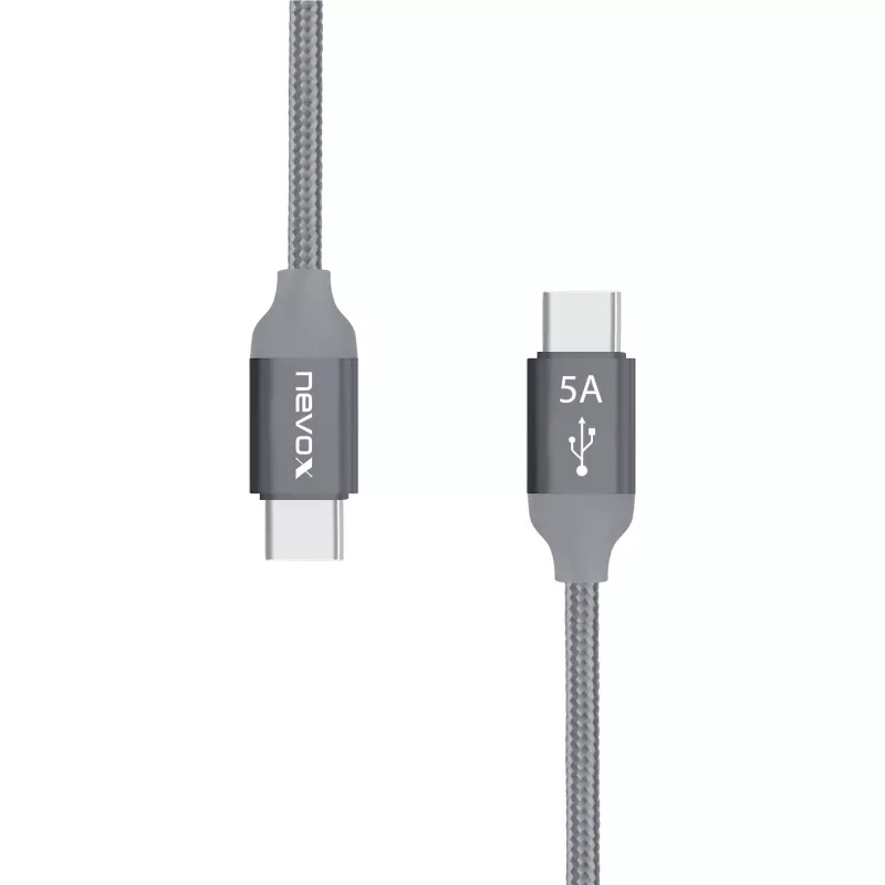 USB kabelis Nevox 1654 USB 2.0 2m USB C pelēks sudrabains