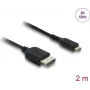 HDMI kabelis DELOCK 81691 — HDMI Type A uz Micro HDMI Type D, 2 m, 48 Gbit/s, līdz 7680×4320, apzeltīti kontakti, melns