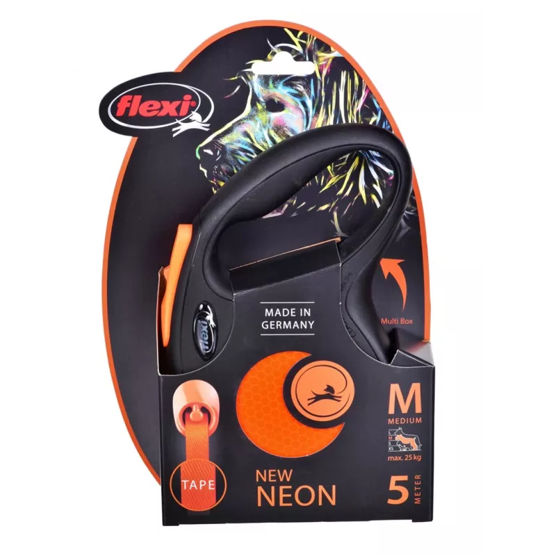FLEXI jauna Neon M - ievelkama pavada - 5 m