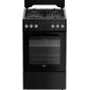 Brīvi stāvoša plīts BEKO FSM52331DBDS, gāzes plīts virsma 4 degļi (2900/2000/2000/1000 W), elektriskā cepeškrāsns 60 L, 60 cm, energoefektivitātes klase A, melna
