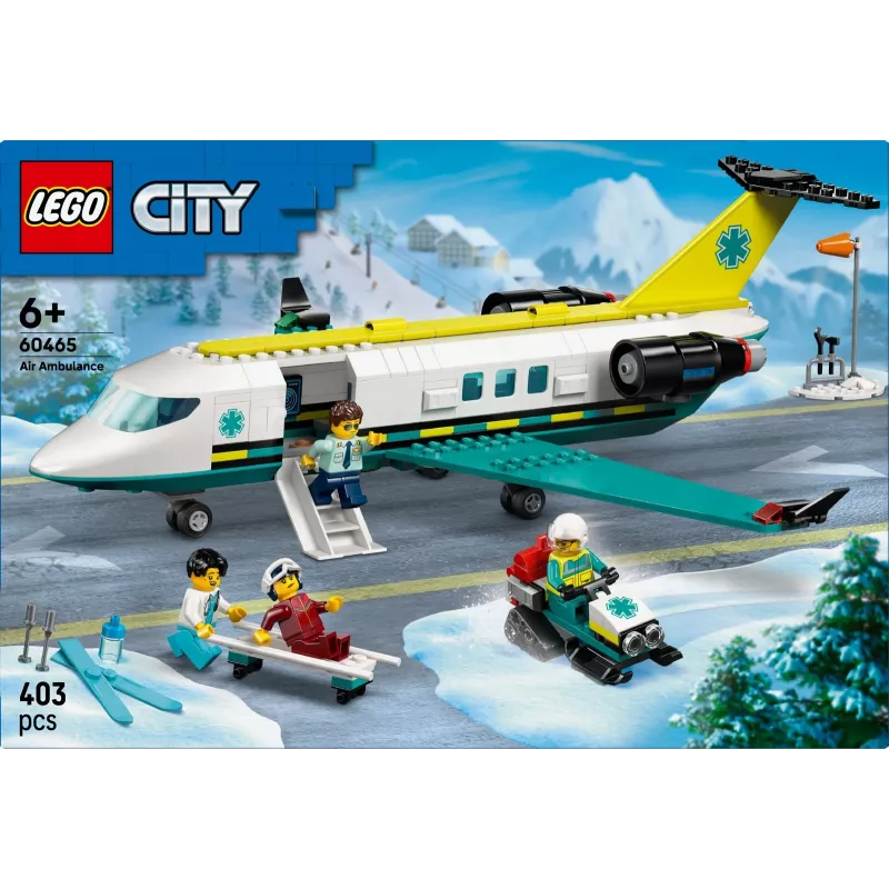 LEGO City Avārijas lidmašīna 60465 – neliels glābšanas lidaparāta būvēšanas komplekts, 403 detaļas, 4 minifigūriņas, vecums 6+