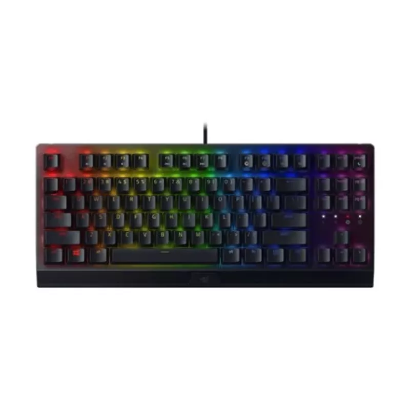 Mehāniskā spēļu tastatūra Razer MelnsWidow V3 Tenkeyless — USB, QWERTY US, Razer dzeltena slēdži, RGB apgaismojums, melna