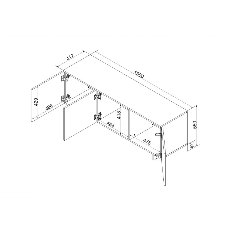 Cama 3D RTV skapis ALMA 150x41.5xH55 kašmira