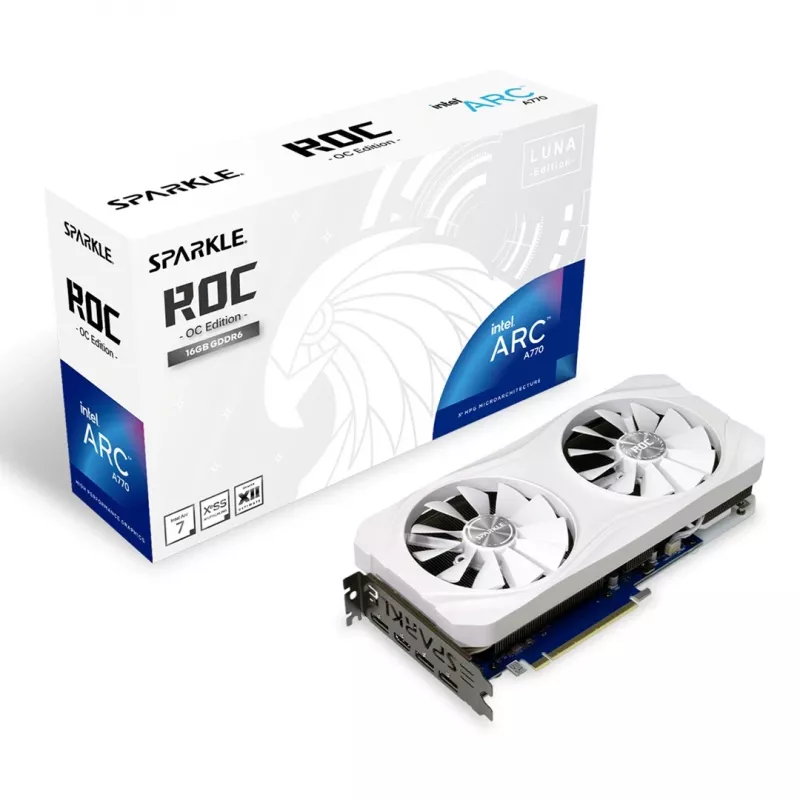 Grafikas karte Sparkle SA770RW-16GOC — Intel Arc A770 ROC Luna, 16 GB GDDR6, PCIe 4.0, 256 bitu