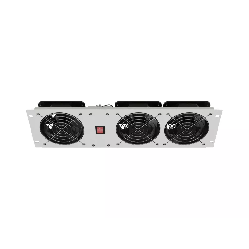 Ventilācijas panelis vertikāls 19 collu statīva skapim, 3 ventilatori, 230 V, pelēks
