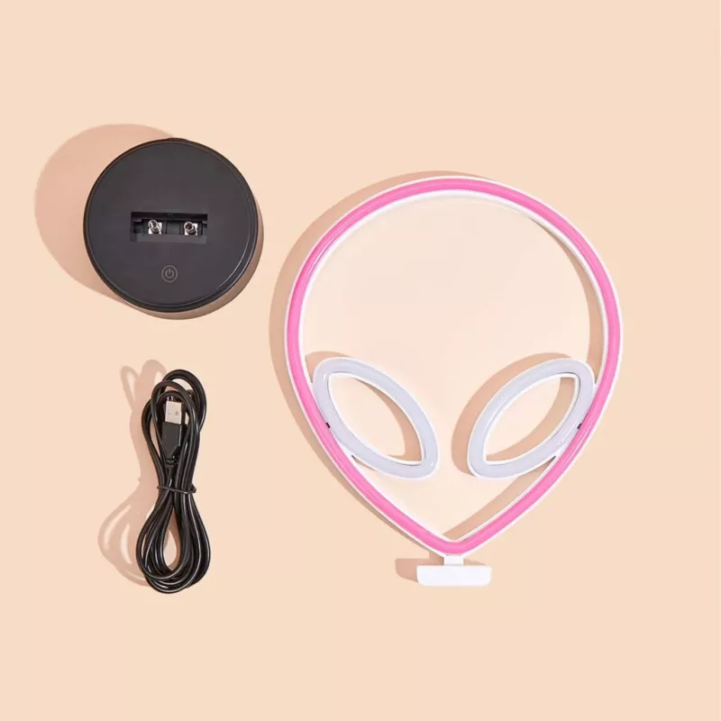 Galda lampa MANTA SNL86PK Style Neon Lights UFO Pink – dekoratīva neona stila rozā lampa