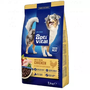 OptiVital pilnvērtīga sausā barība pieaugušiem suņiem ar vistu 2,4 kg