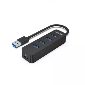 UNITEK uHUB Q4 USB 3.2 Gen 1 (3.1 Gen 1) Type-A 5000 Mbit/s Melns