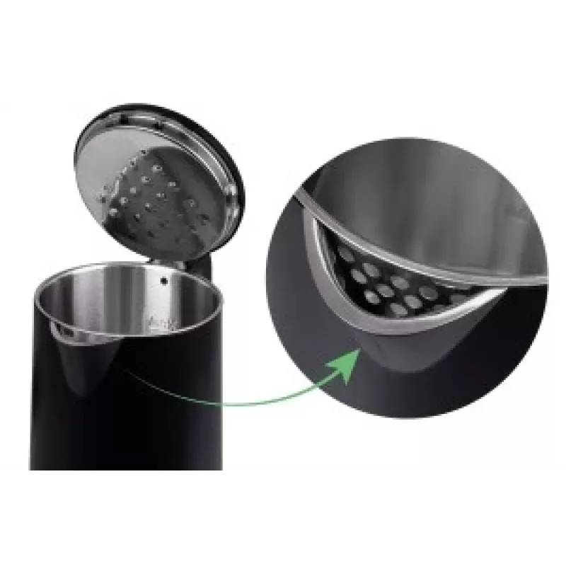 IDEAL tējkanna 1,7 l, tērauda korpuss, jauda 1500 W, melna